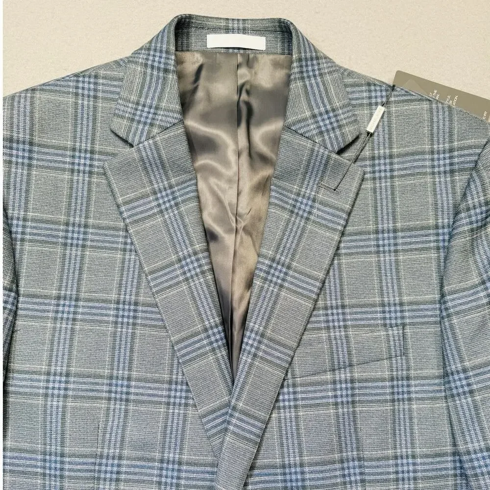 Michael Kors Men's Classic-Fit Seafoam Plaid Sport Coat, Seafoam 42L $295